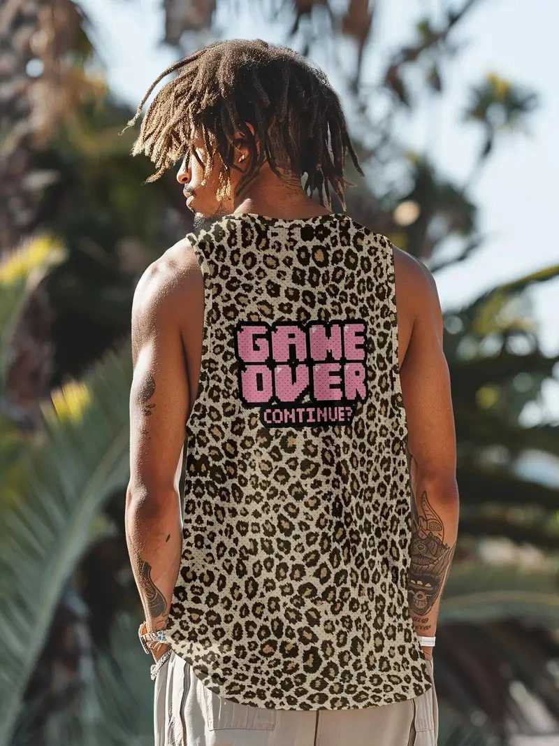 Hot Sale Mens Flat Shoulder Tank TopAbstract Exaggerated 3D PrintSummer Mens Fitness Tank TopQuick Dry Sleeveless T ShirtT250318