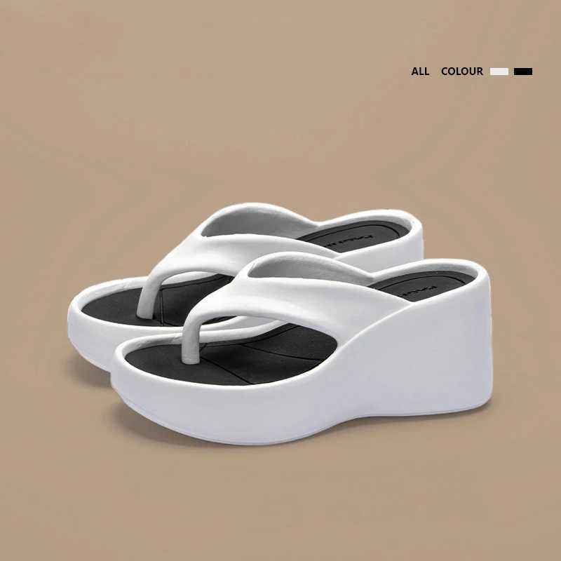 New Arrival Womens Wedge Flip Cover Summer Short and Fat Platform Beach Sandals Womens Thick Bottom High Heels Eva Slide T250307