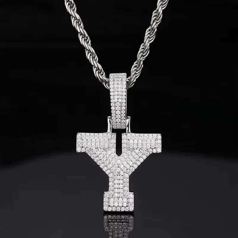 Sterg Sier 26 Letter Moissanite Pendant Jewelry Making Charms Elegant Necklace for Gifts