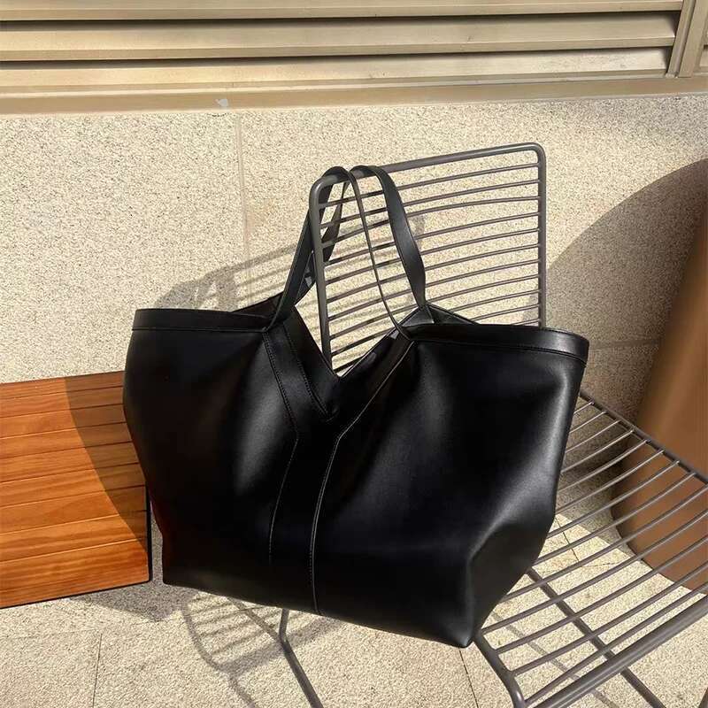 Genuine Leather Niche Large Capacity Tote Advanced Sense Leisure Lady Commuter Shoulder Underarm Lazy Fashion Brand Bag