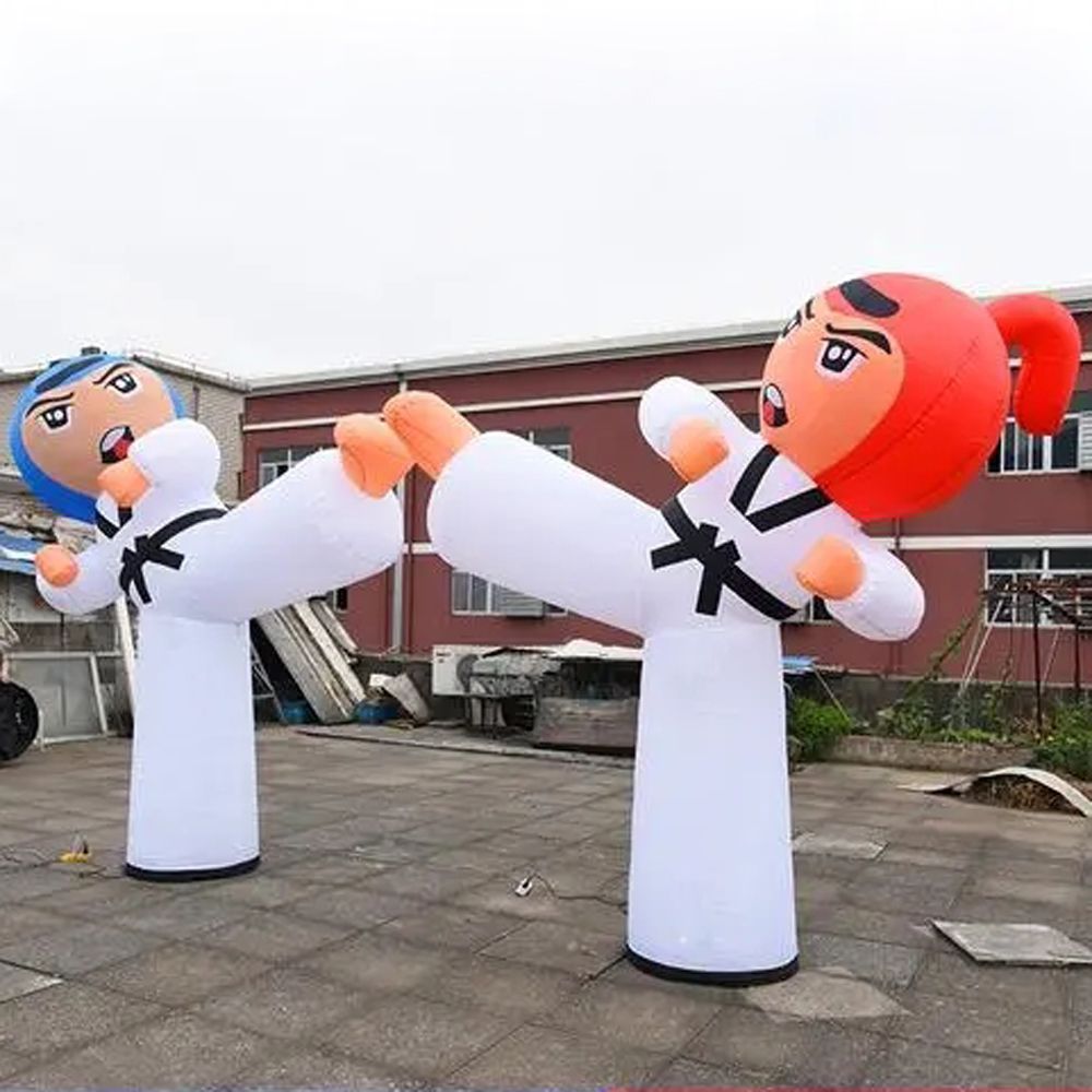 Customized&5m height (16.5ft) with blower Inflatable Karate Cartoon Taekwondo Boy Karates Man with Advertising logo air balloon decoration toys sport