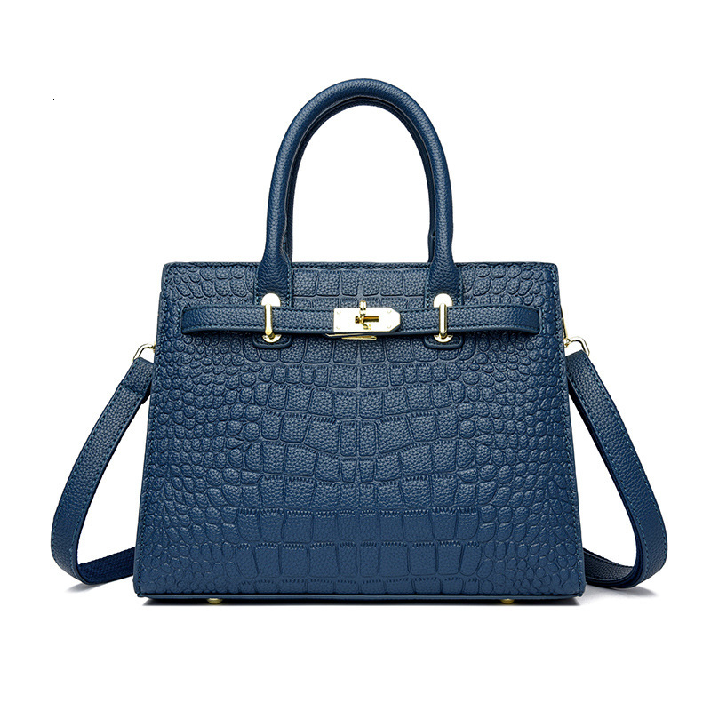2025 New Crocodile Pattern Fashion Designer High Quality Women s Texture Large Capacity Handbag Stone Pattern Black Single Shoulder Handbag Crossbody 