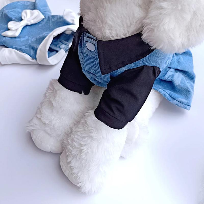 Dog Apparel Sweet Denim Skirt Bow Dress Fashion Brand Cat Jacket Clothes Schnauzer Teddy Puppy Pet Dresses - view 5