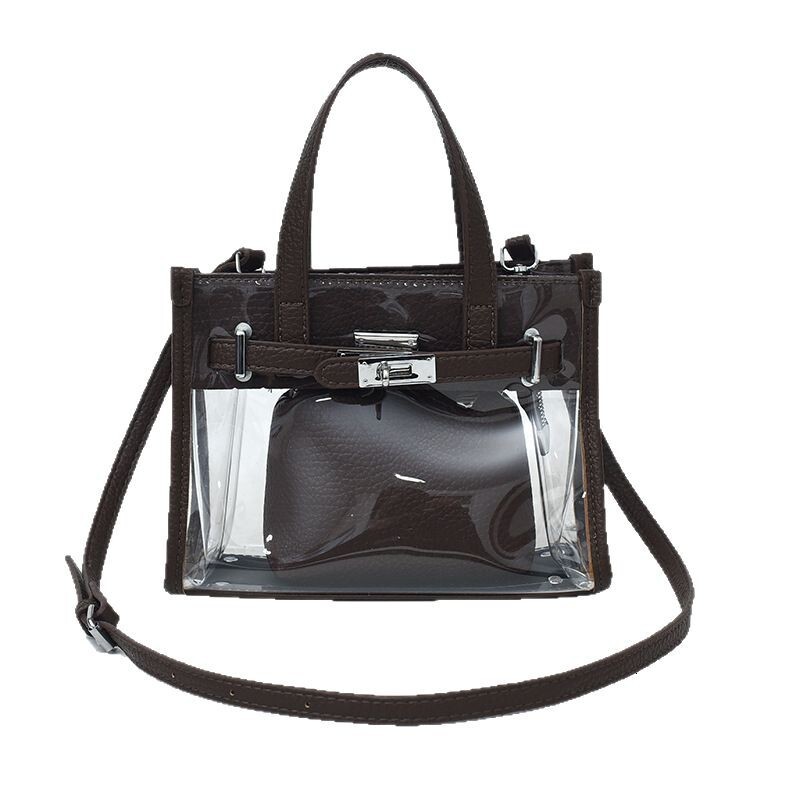 Trendy Transparent Niche Splicing Tote Bag With Hand-held Bag Inside Fashionable Designer 2025S New Spring And Summer High end Single Shoulder Crossbo