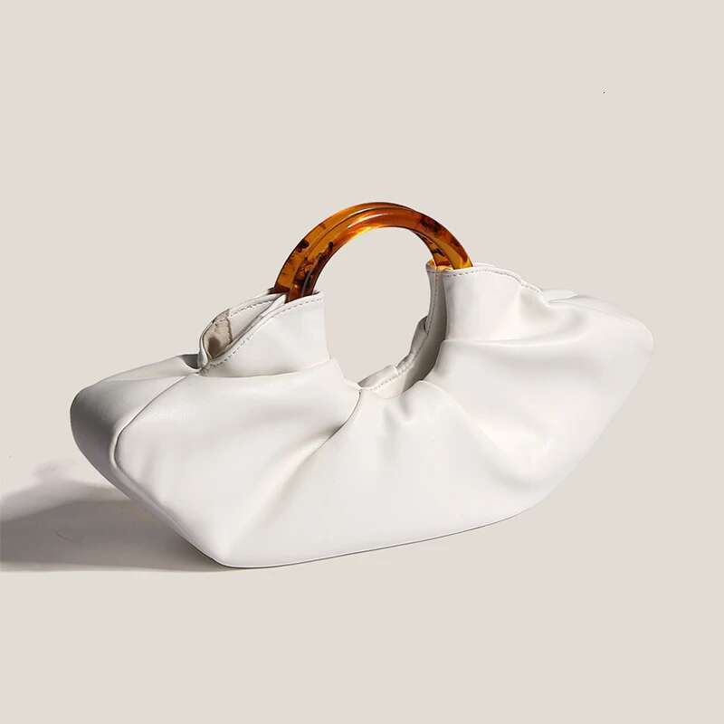 Fashion Tote Designer Handbags High Quality PU Leather Cloud Bag Special Round Amber Acrylic Handle Purse