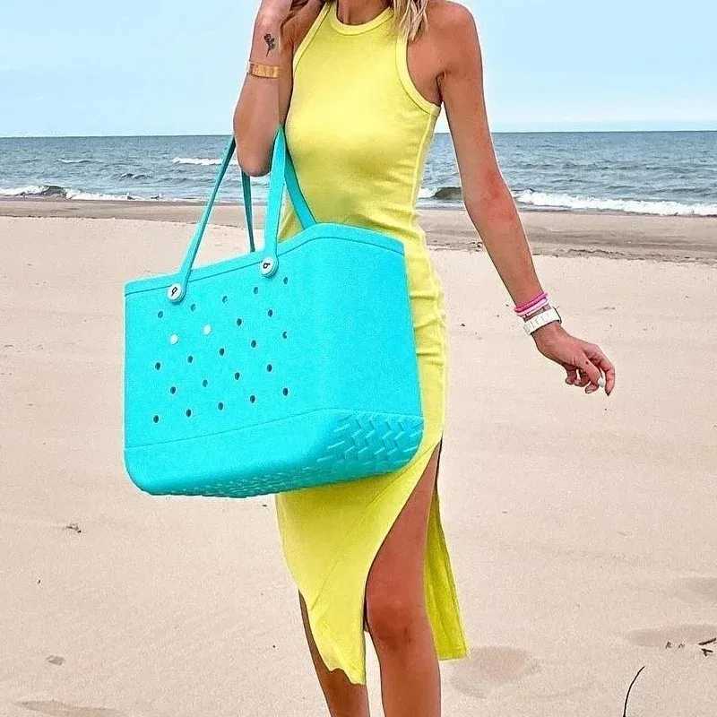 EVA beach rubber soft waterproof basket travel handbag womens wable handbag sports beach market swimming pool handbagXJ250308