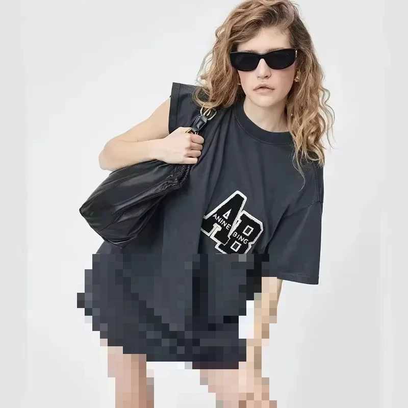 Women's T-Shirt Summer 2025 New Niche AB Sticker Printed Letter Loose T-shirt for Women Short Slve Fashion Strt Wearing Printed T-shirt Y250307YX