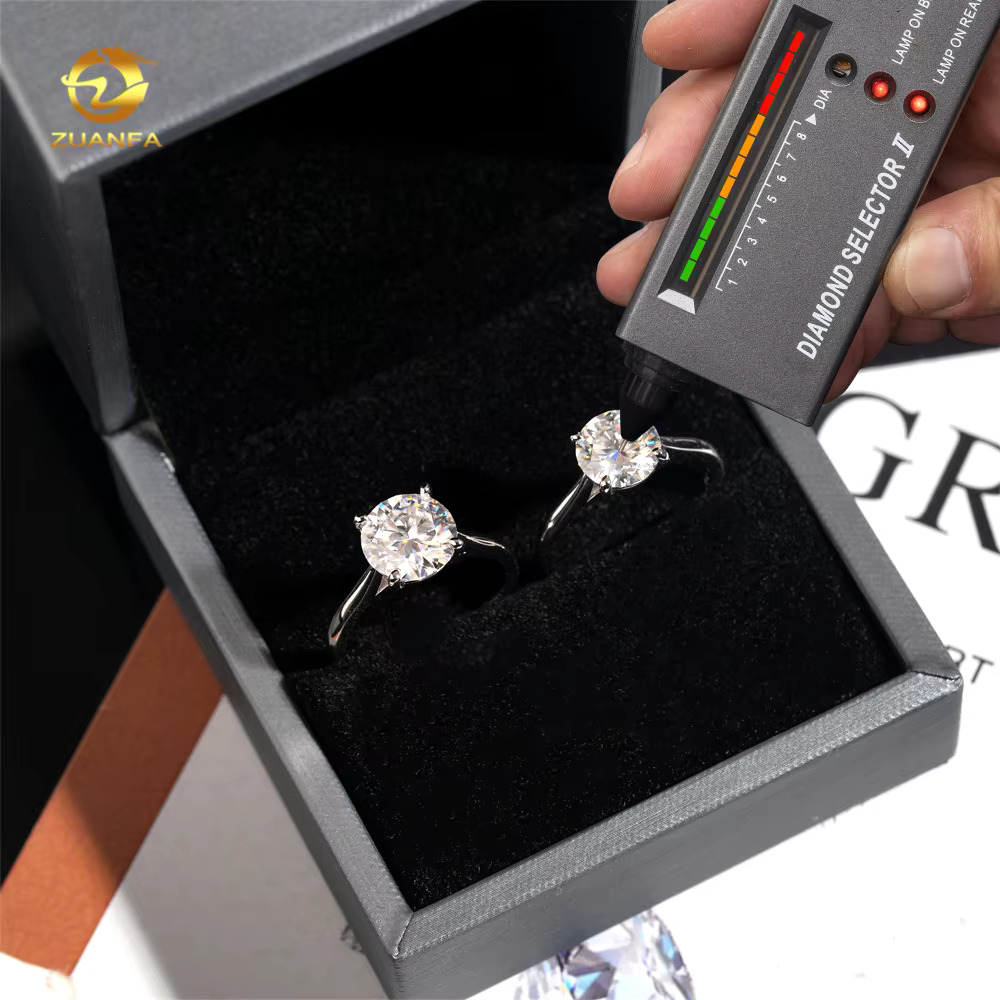 0.5ct 1ct 2ct 3ct Moissanite Diamond Engagement Rings 925 Silver 4 Prong Wedding Ring Pass diamond tester Solitaire women ring