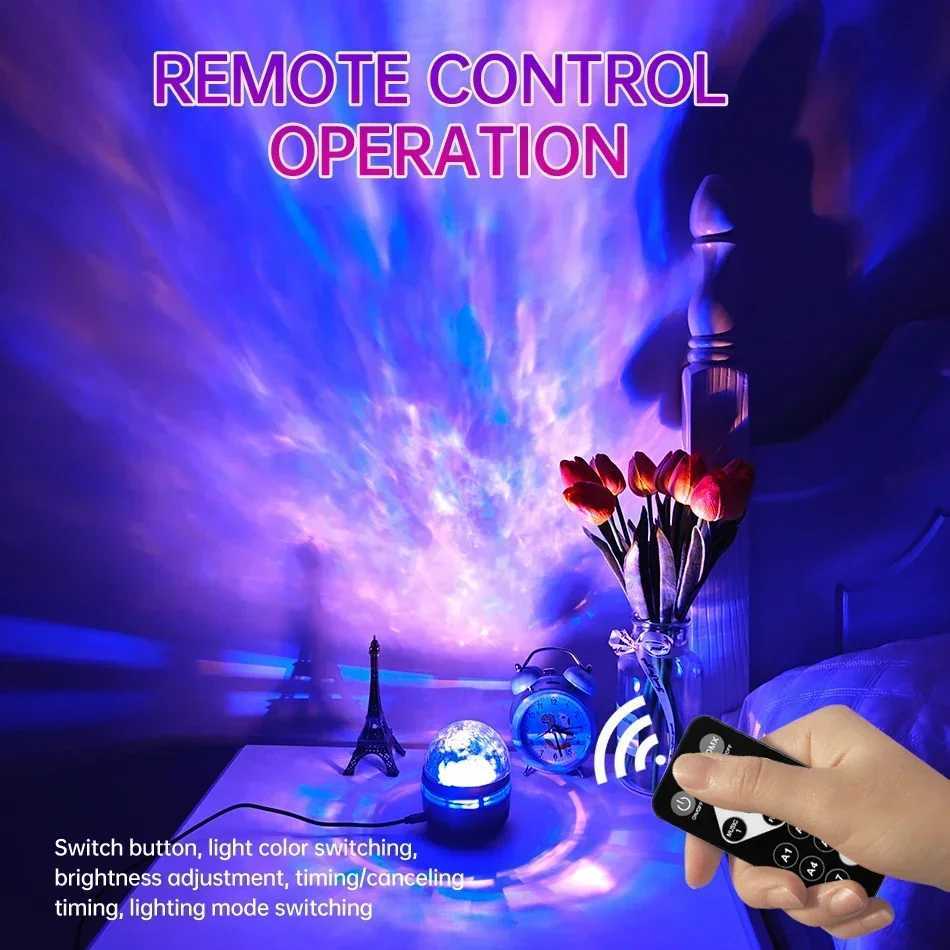 Galaxy Starry Sky LED Projector USB Powered Remote Control Night Light for Childrens Bedroom Christmas/Wedding Ambient Decor M250308