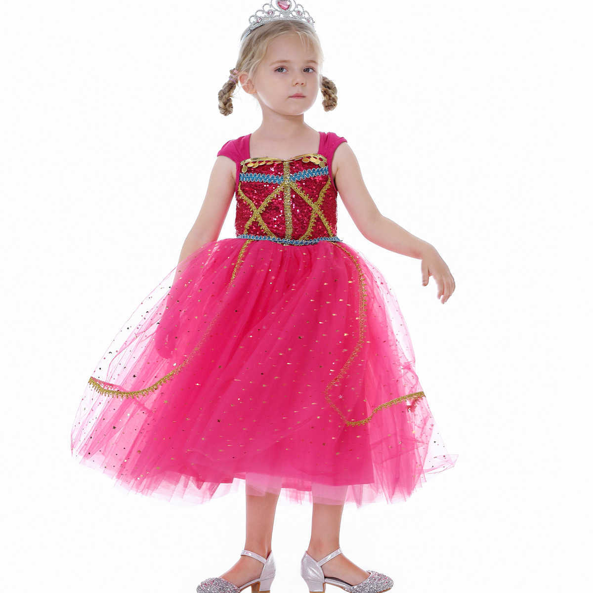 Girl's Dresses 2023 Aladdin Girl Princess Dress Jasmine Princess Mesh Dress Halloween cosplay COS costume Y25030783QX
