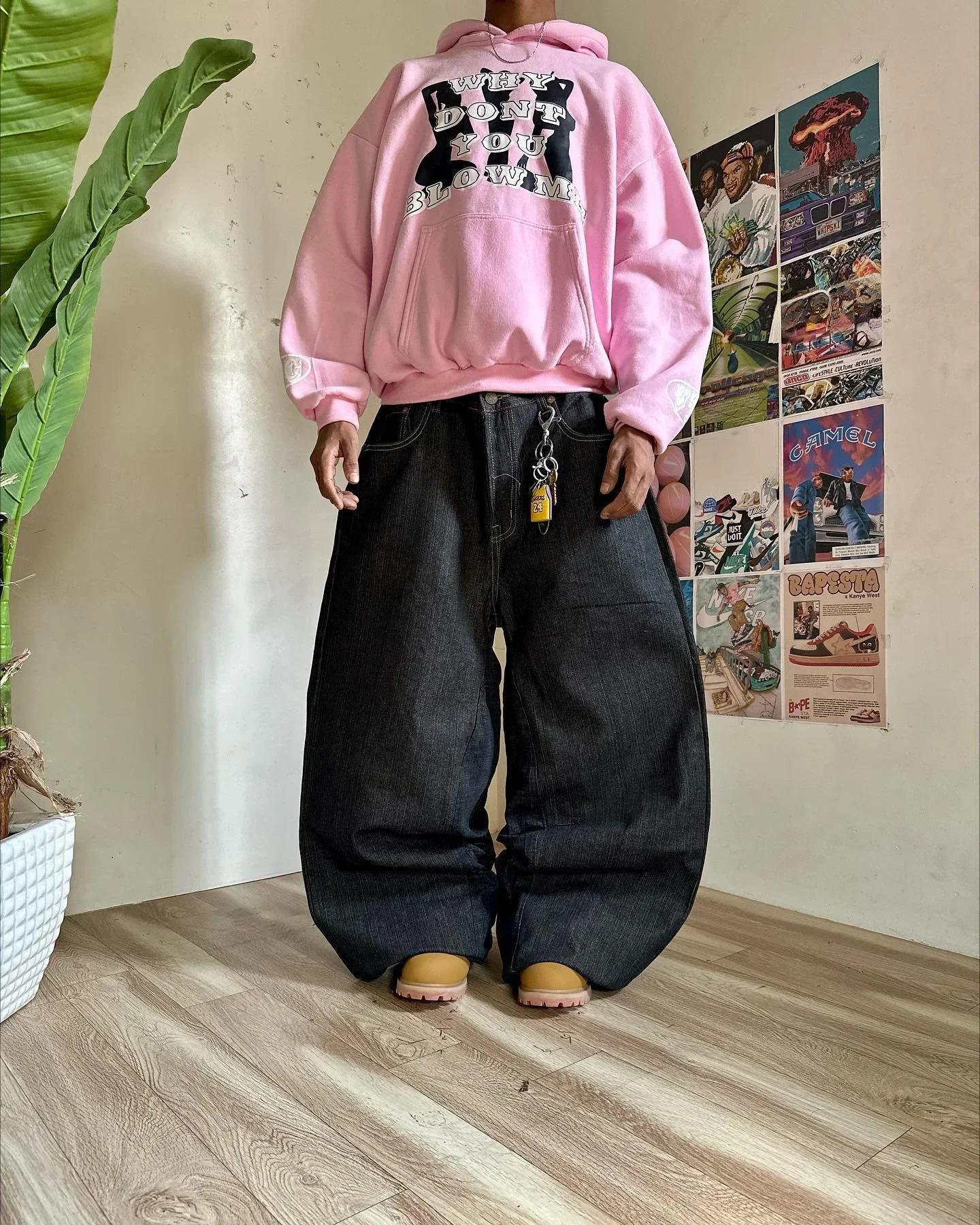 Y2k Trendy Vintage Men Baggy Denim Trousers Retro Aesthetic Pattern Embroidery Streetwear Wide Leg Loose Punk Denim Pants 250306