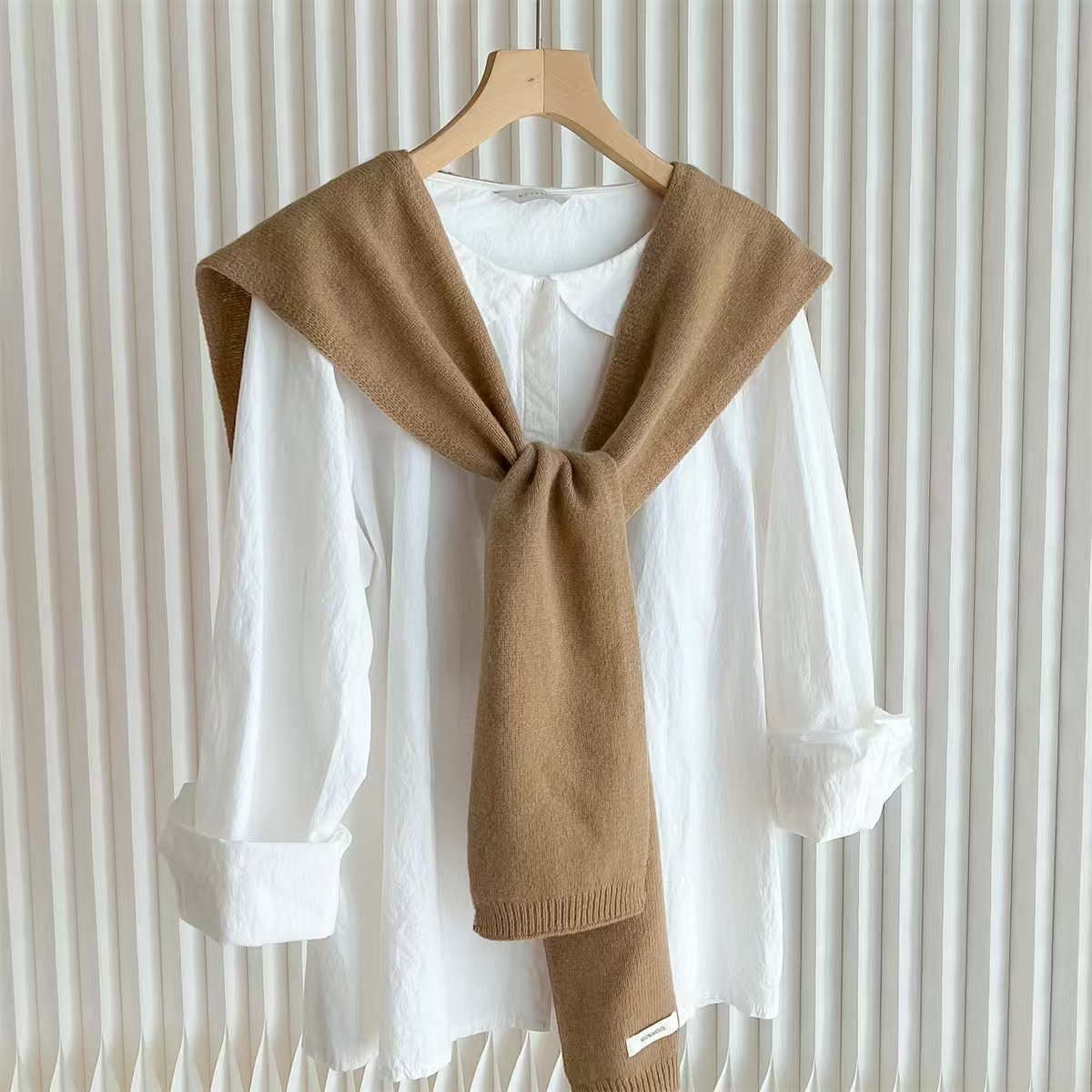 K072 100% pure wool knitted shawl for women, knotted cashmere scarf, cloak, air-conditioned room warm shoulder and neck protection outer wear