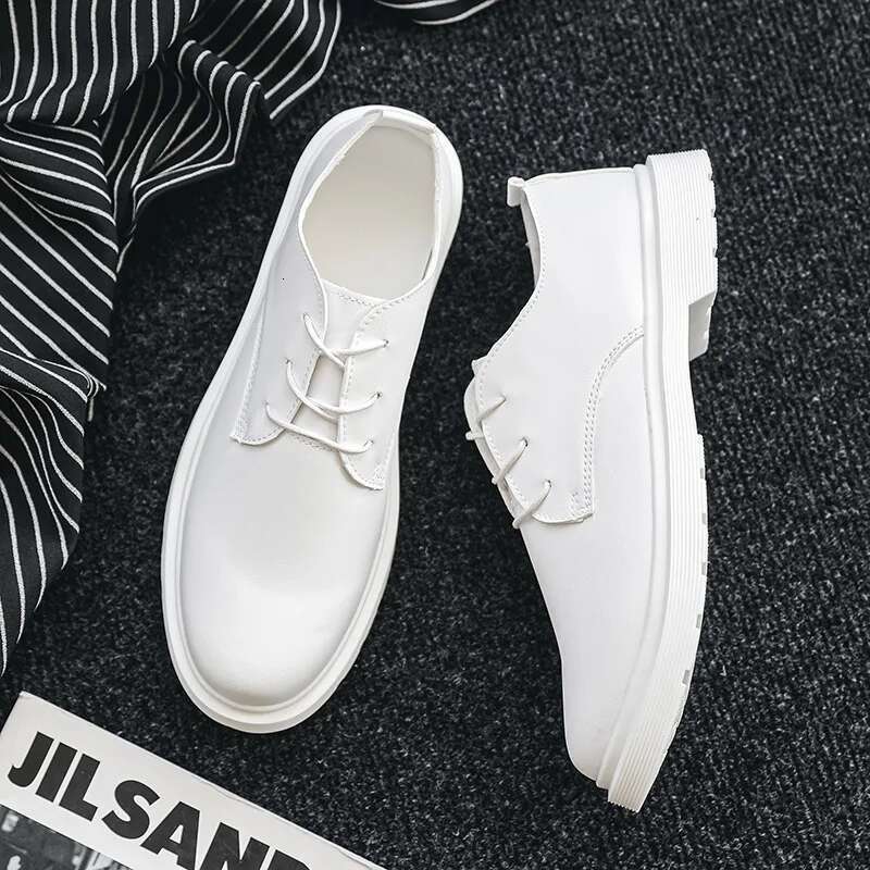 Fahion White Leather For Men Women Comfortable Flat Lace-up Dress Man Size 35-48 Original Woman Shoes Loafer Unisex