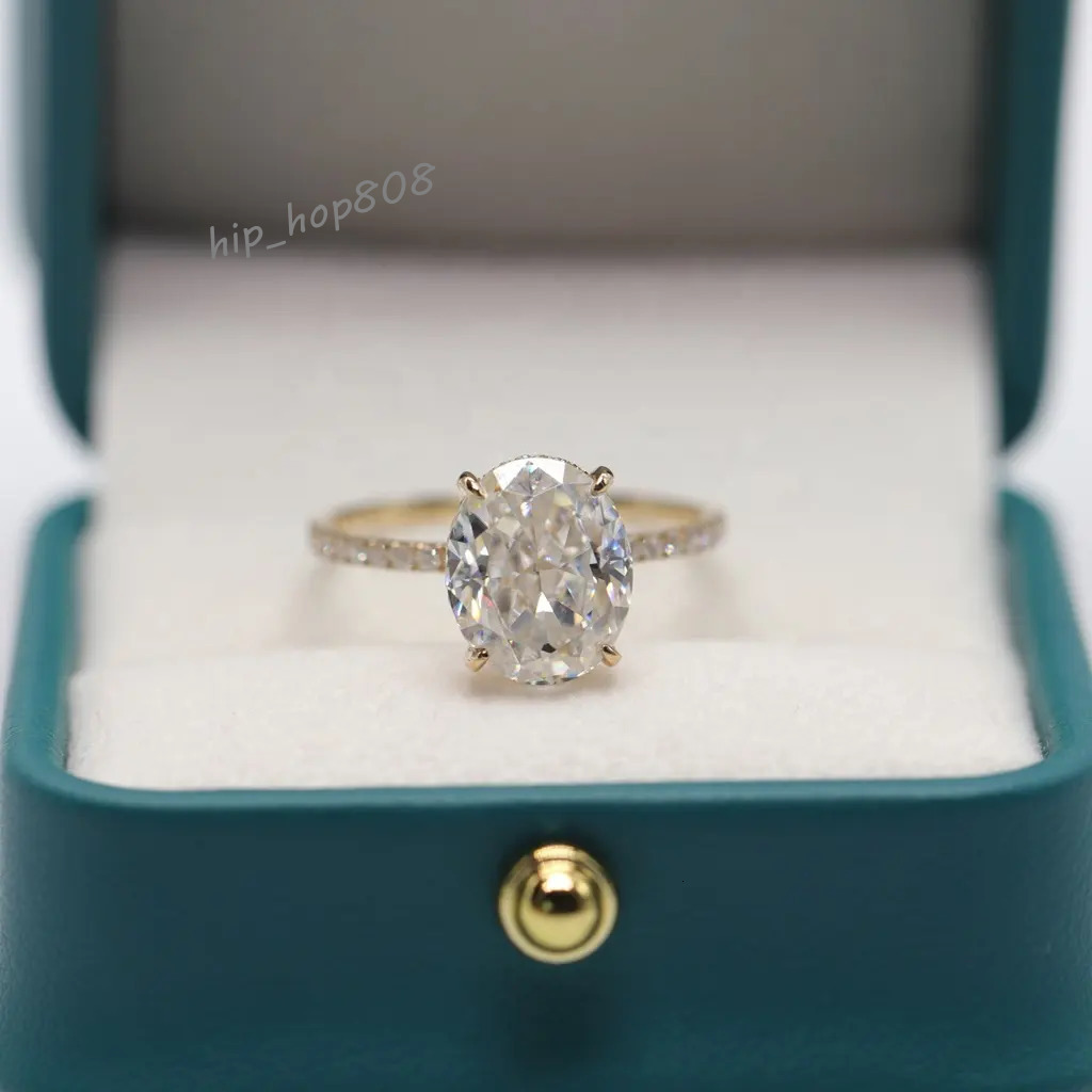 Custom 14K 18K White Yellow Gold Ring 5 ct Oval Ice Crushed Cut White Moissanite Diamond Engagement Ring