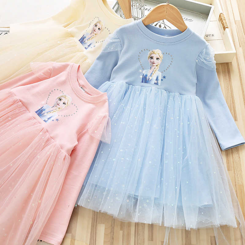Girl's Dresses Girls dress 2025 autumn/winter baby cotton long sleeved mesh dress little girls star princess dress Y250307651W