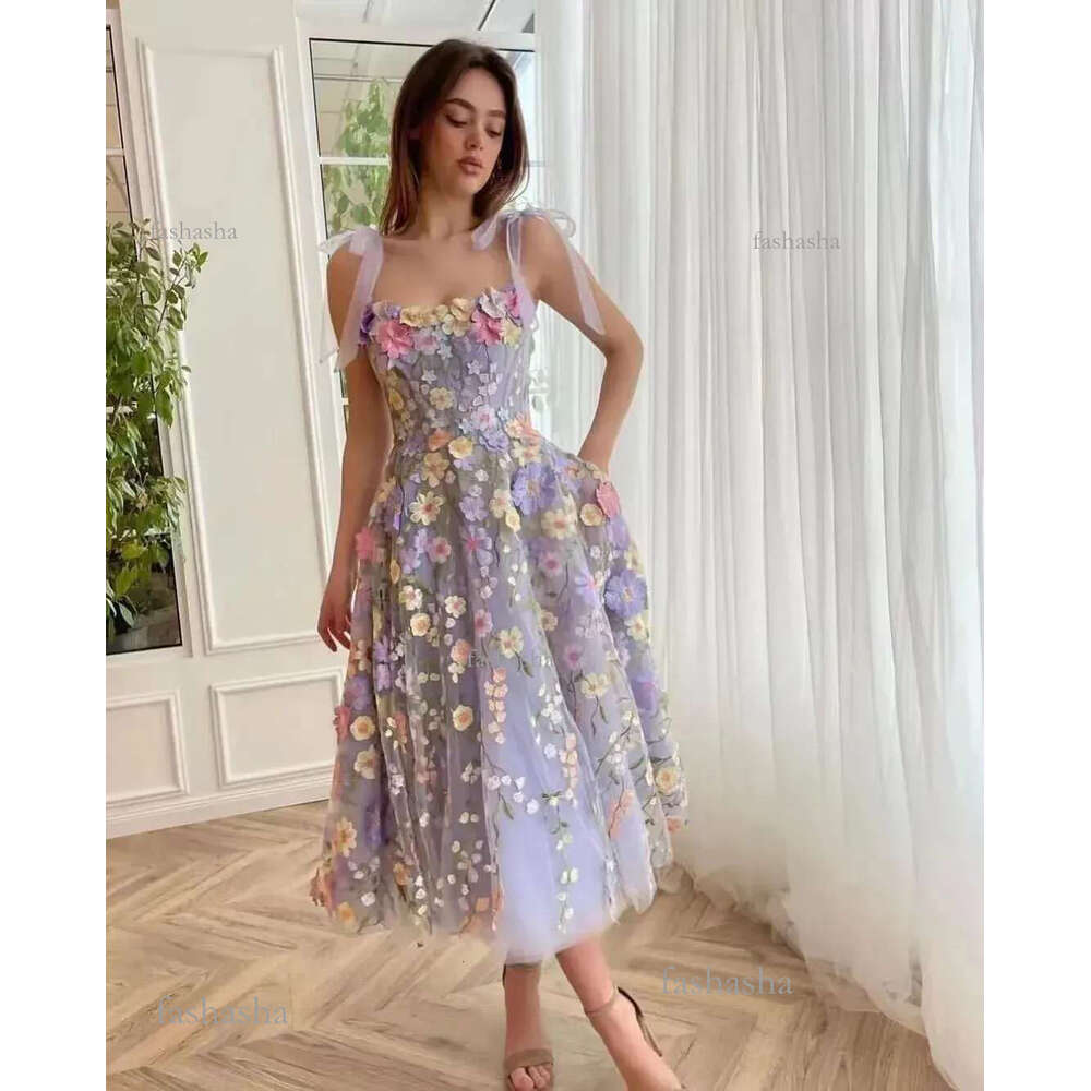 Basic Casual Dresses Designers Evening Prom Holiday Dress For Women Formal Occasions 3D Flower Embroidery Straps Bow Sexy Tulle Lace Vest
