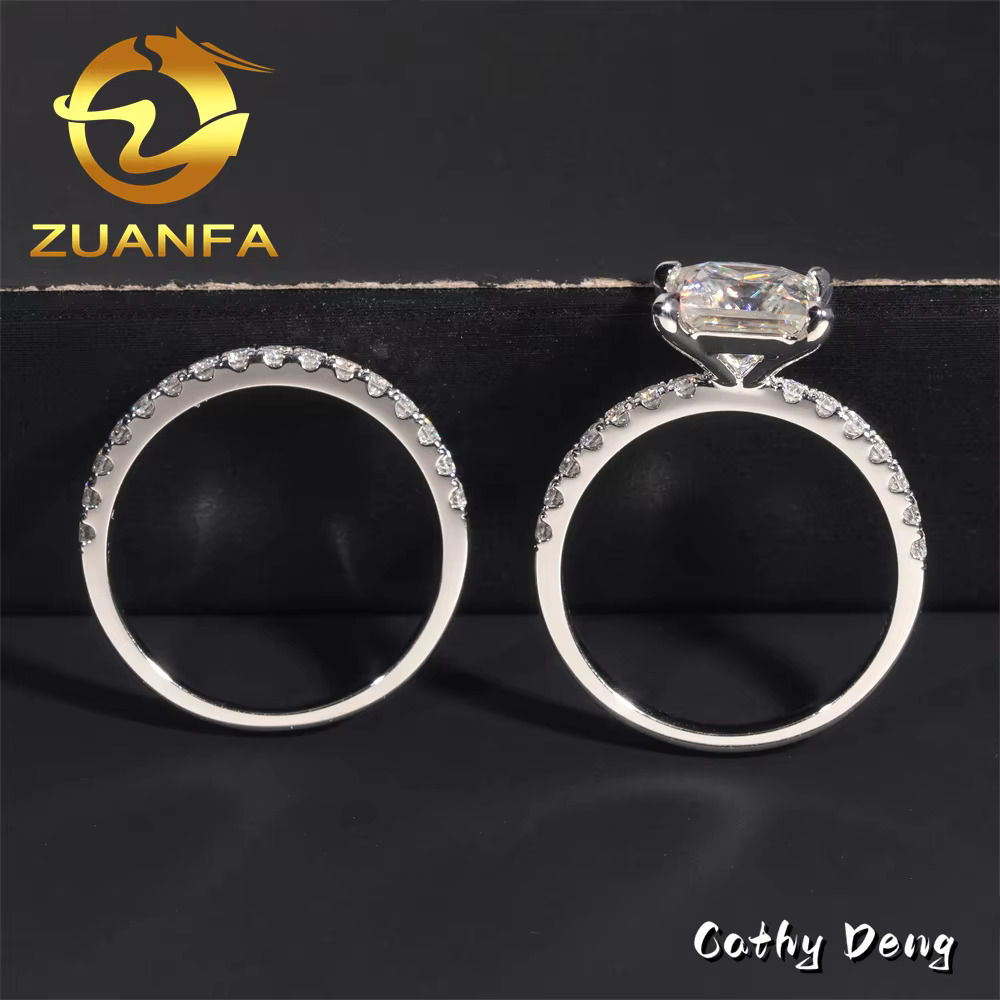 14K Real Gold VVS Moissanite Diamond Women Engagement Ring Set Princess Cut Solitaire Ring Hip Hop Jewelry Wedding Ring Band