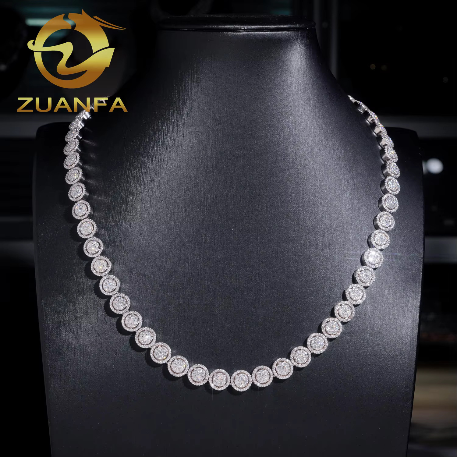 10mm Cluster Pass Diamond Tester Moissanite Hip Hop Cuban Chain 925 Silver Moissanite Cuban Lnk Chain