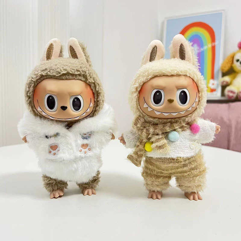 Doll Apparel 17cm blind box pull cloth for white teddy bear shoulder strap set circular smiling face shirt pendant cute clothesY2503072MPM