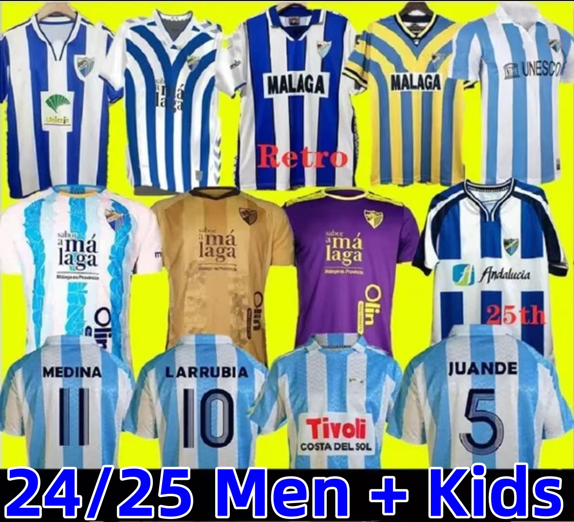 2024 2025 CAMISETA MALAGA CF soccer jersey 120 anniversary 24 25 BUSTINZA M. JUANDE RAMON FEBAS ALEX GALLAR SOL MUNOZ 12 13 17 18 retro Football Shirt Men Kids Kit