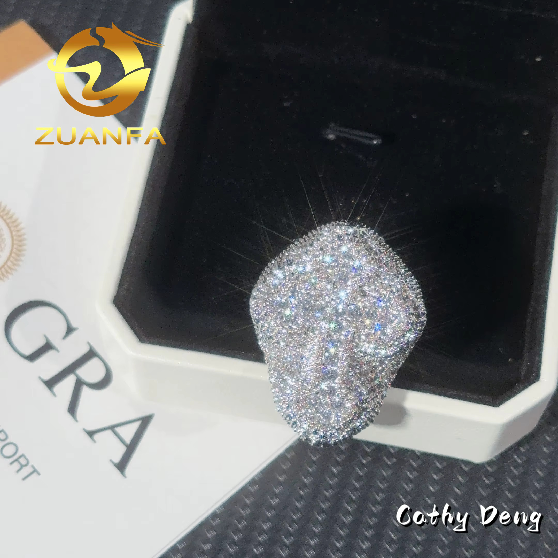 Trendy Iced Out Cross Moissanite Diamond Rings 925 Sterling Silver Hip Hop Ring Pass Diamond Tester Men Diamond Ring