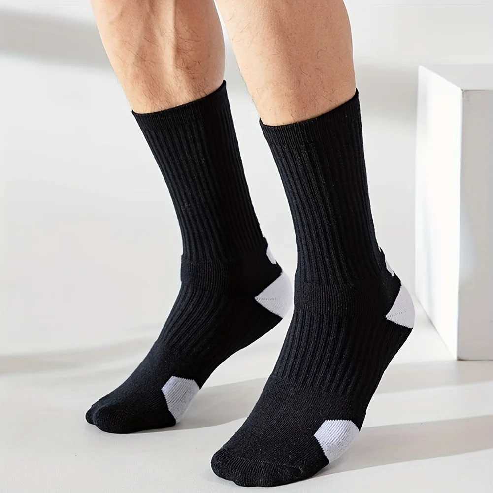 3Pairs Men Cotton Middle Tube Socks Soft Shock-Absorbing Breathable Sports Sock Comfortable High Quality Fashion Casual Male SoxT250307