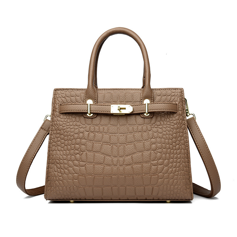 2025 New Crocodile Pattern Fashion Designer High Quality Women s Texture Large Capacity Handbag Stone Pattern Black Single Shoulder Handbag Crossbody 