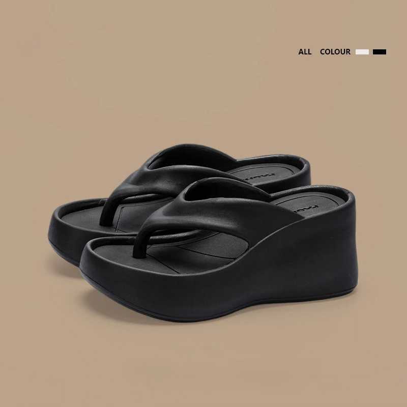 New Arrival Womens Wedge Flip Cover Summer Short and Fat Platform Beach Sandals Womens Thick Bottom High Heels Eva Slide T250307