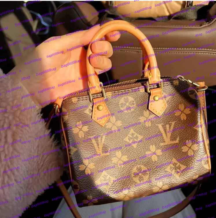 Top Designer Mini Nano 16cm Shoulder Bag Women Leather Denim Crossbody Luxury Brand Embossed Tote Purse Brown Flower Handbag Makeup bag