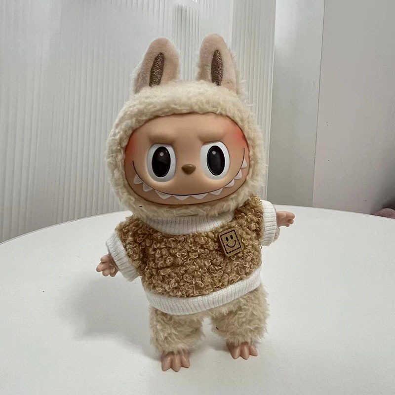 Doll Apparel 17cm blind box pull cloth for white teddy bear shoulder strap set circular smiling face shirt pendant cute clothesY2503072MPM
