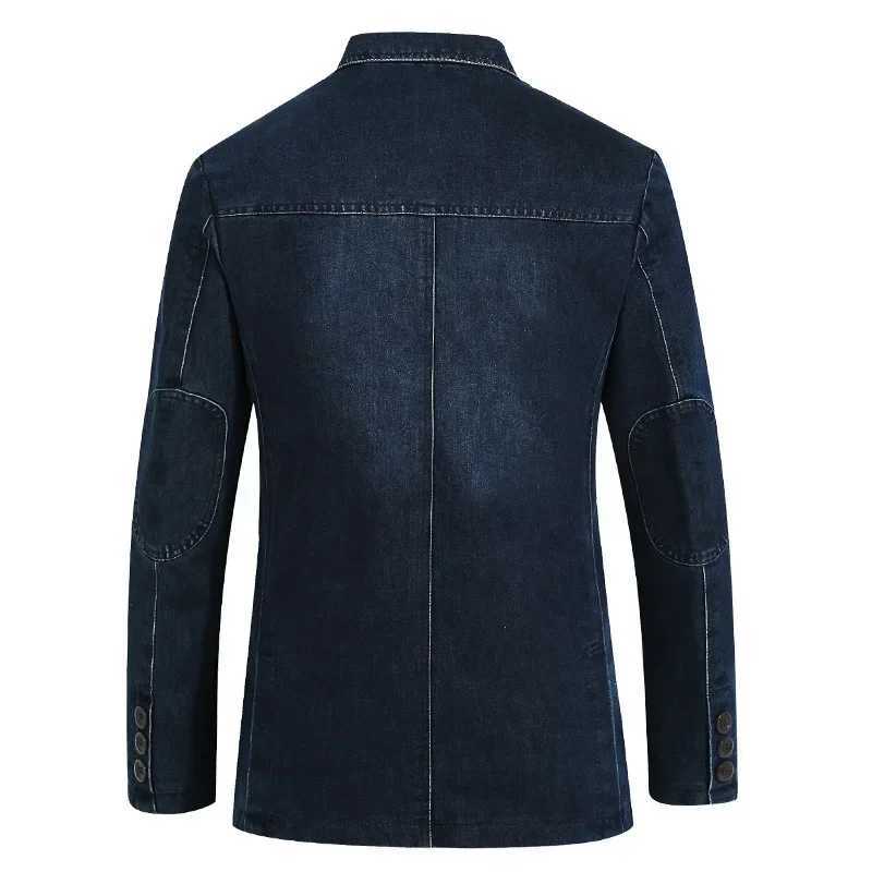 Men's Jackets Autumn Winter Mens Denim Suit Cotton Slim Blazer Jacket Long Sleeve Single Breasted Button Pockets z250308