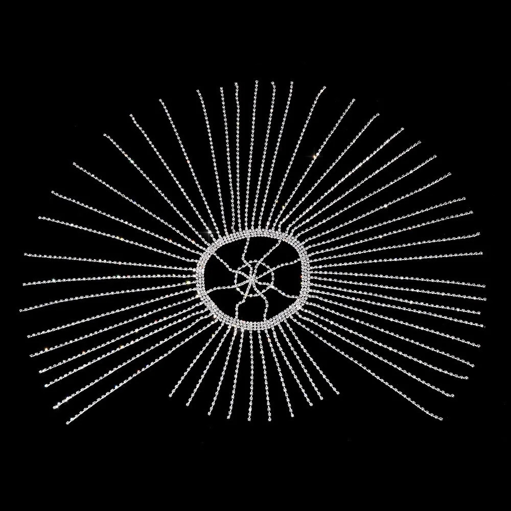 Gorgeous long tassel headpiece rhinestone hair chain headband sparkling bridal hat womens crystal hollow headband jewelry 250303