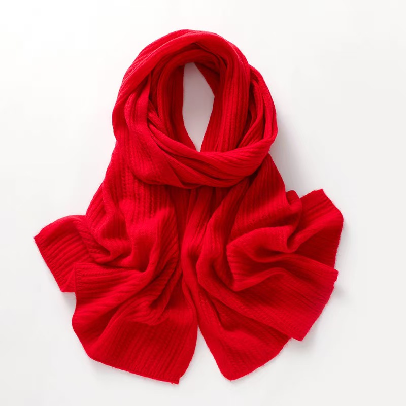 K071 Cashmere knitted twisted scarf for men and women cashmere shawl outer wear long cashmere neck scarf solid color all-match warm