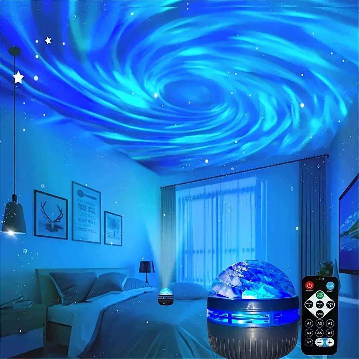 Galaxy Starry Sky LED Projector USB Powered Remote Control Night Light for Childrens Bedroom Christmas/Wedding Ambient Decor M250308