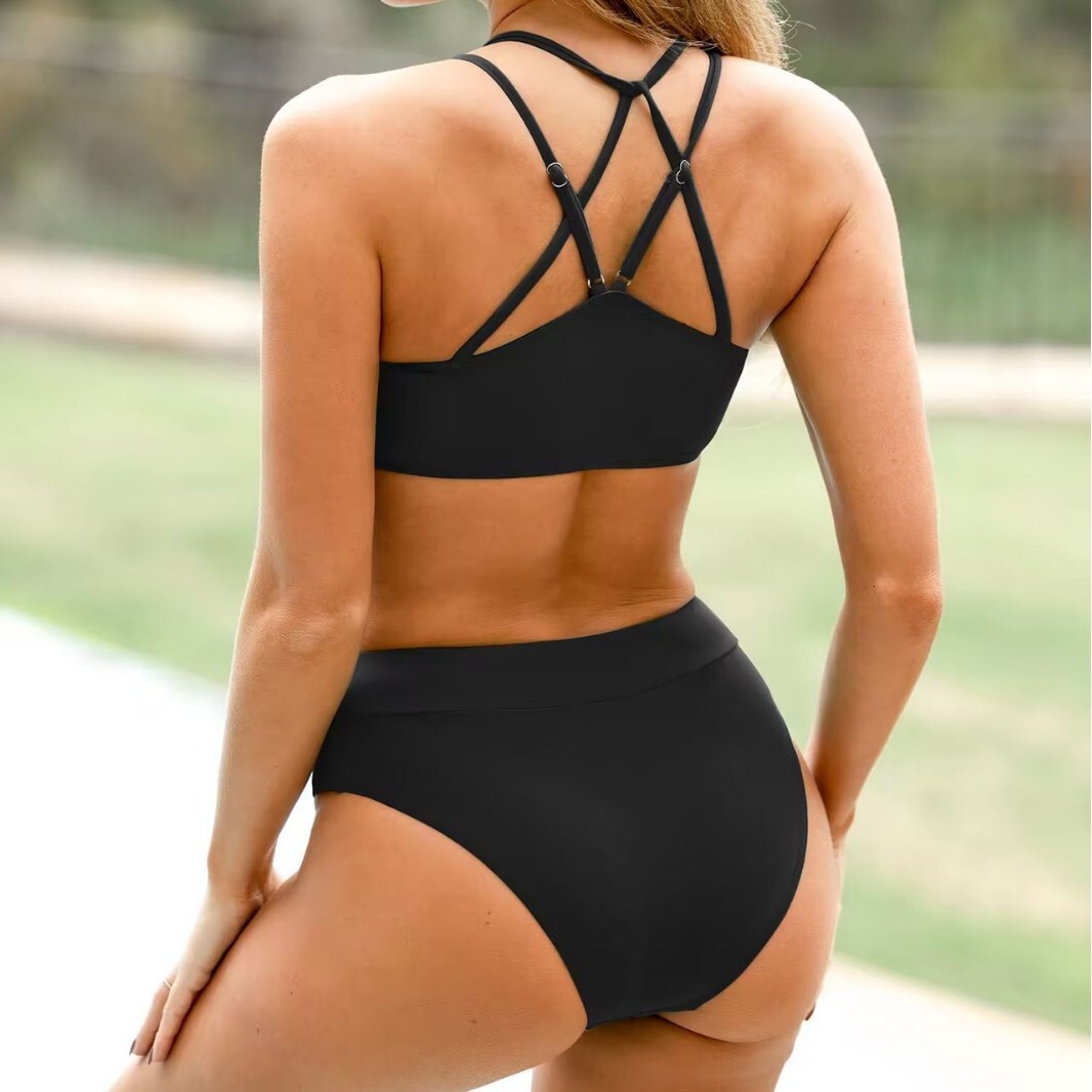 New Bikini Swimsuit Female Fashion Back Cross Strap Split Bikini Swimsuit