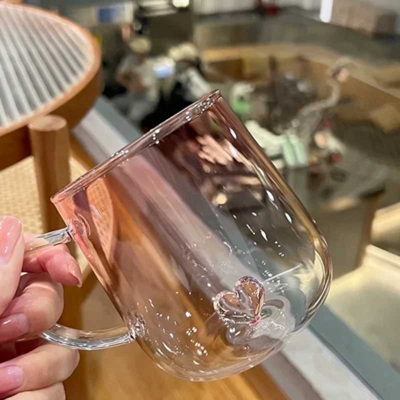 400mL 3D Love Gradient Transparent Coffee g Milk Ju Couple Pair Cup Lady Off Afternoon Tea Party Drinkware H251215