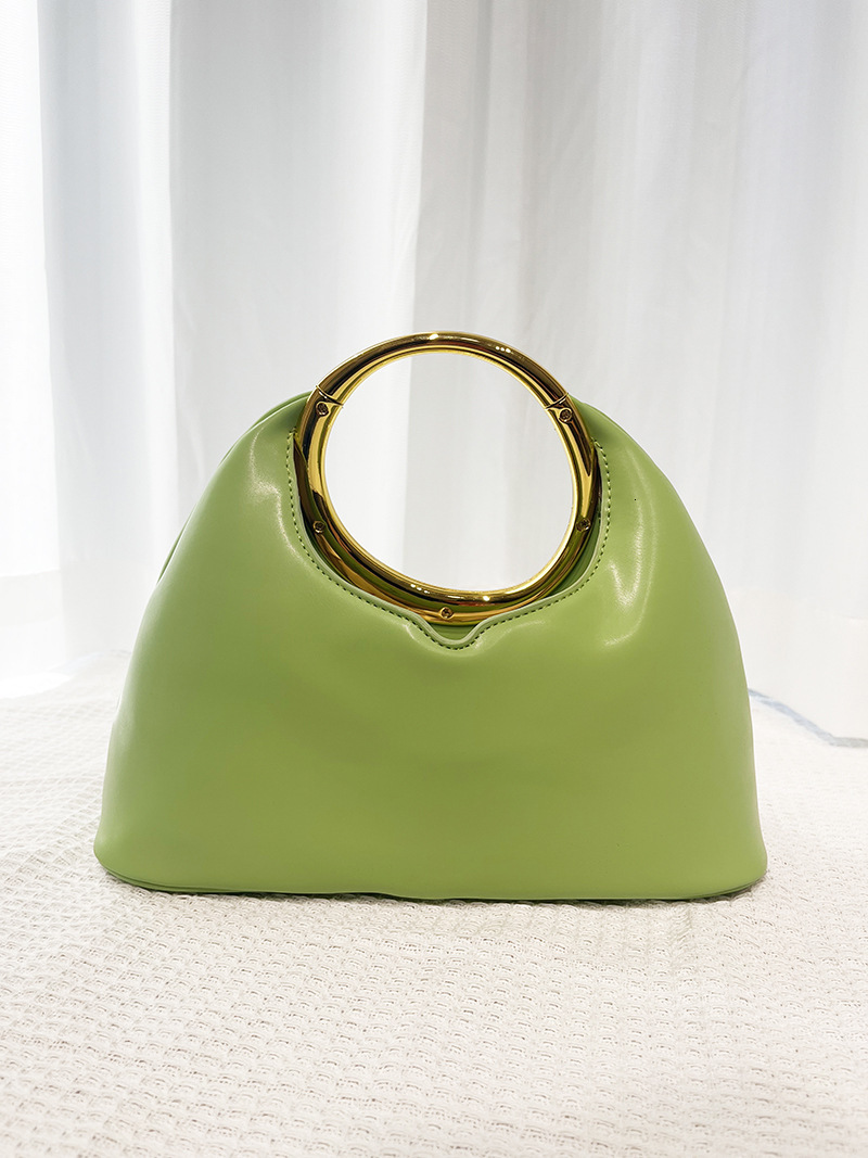 New Minimalist Underarm Trendy Versatile PU Metal Ring Handbag Cloud Crossbody Bag