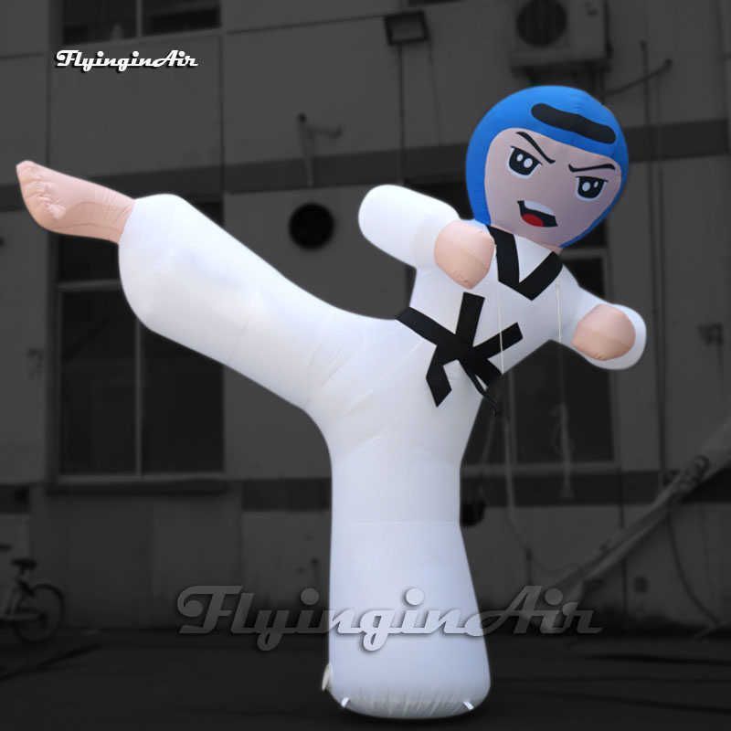 Customized&5m height (16.5ft) with blower Inflatable Karate Cartoon Taekwondo Boy Karates Man with Advertising logo air balloon decoration toys sport