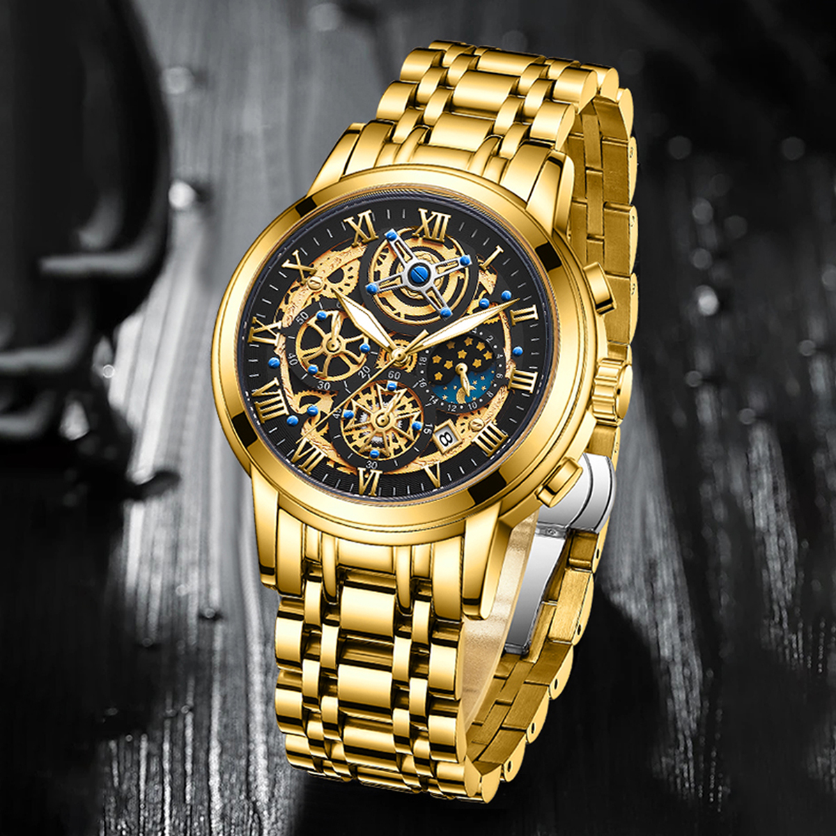 LIGE New Fashion Watch Business Quartz Men's Watch Chronograph Watch Light Luxury Watch Men's Multi functional Calendar Watch