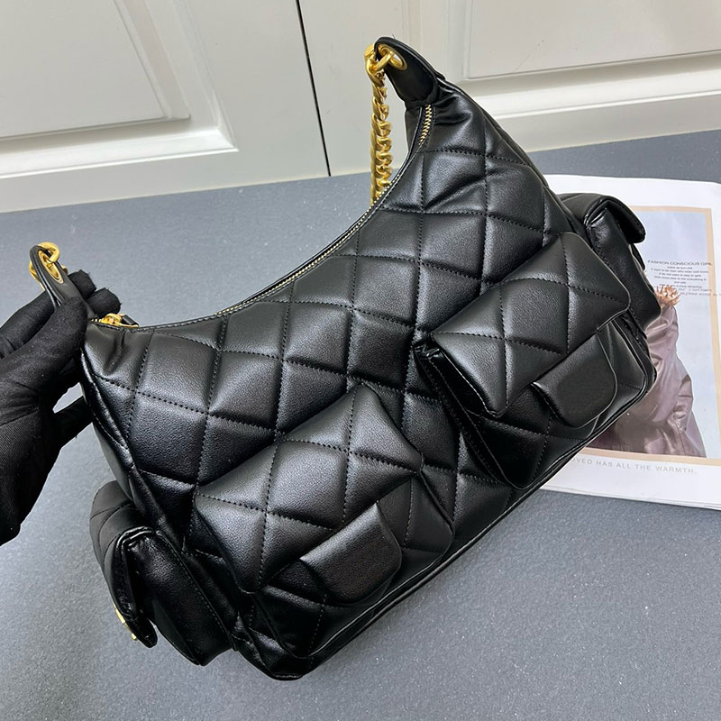 25c High Quality Shoulder Designer hobo Double Pocket Chain Leather Large Capacity Hippie Crossbody Bag Summer Blue Womens