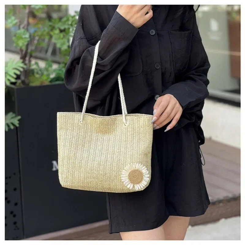 Handmade Woven Bag Outdoor Outing Hundred Handbag School Tote Female Niche Canvas 250227
