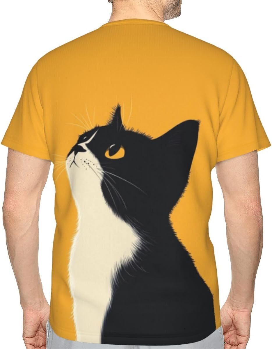 Mens T shirt Cow Cat Unisex 3D Pattern Printed T-Shirts Mustard Yellow Graphic Summer Short Sleeves Fashion Casual Tee Top tee Casual tops summer clot