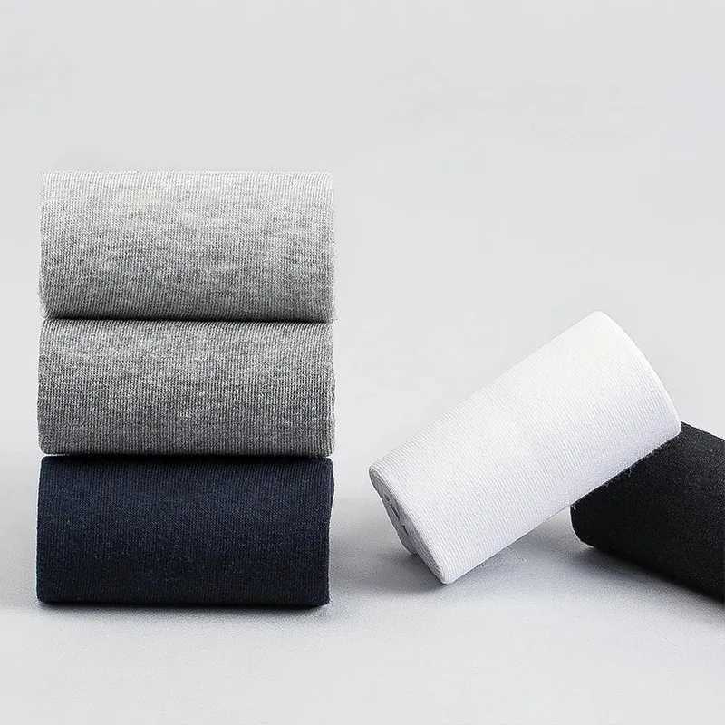 10/5 pairs of mens mid-calf autumn and winter new black business solid color cotton mens socksT250307