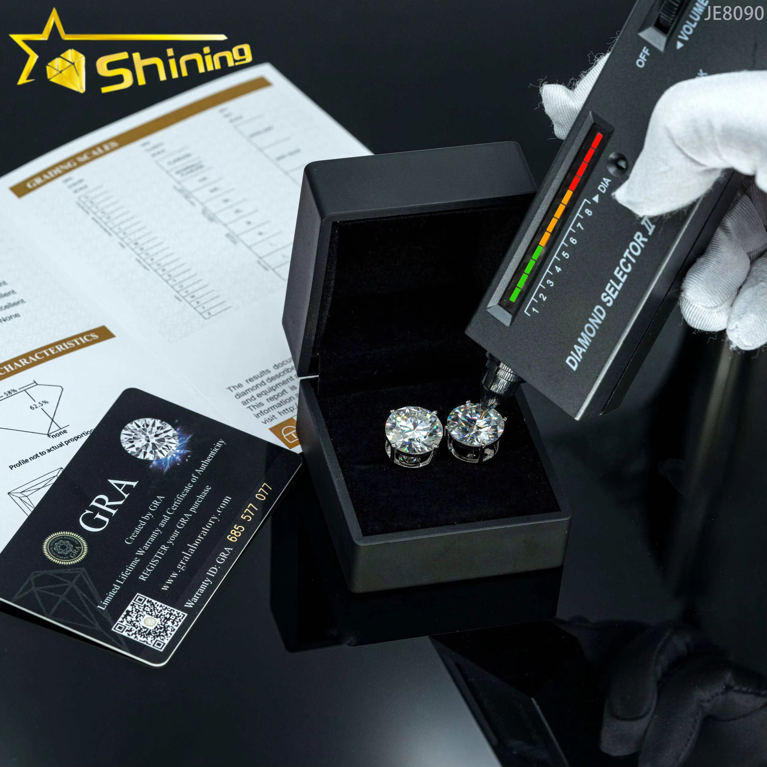 Iced Out 925 Silver Moissanite Stud Earrings 15mm 8mm 6.5mm Available Screw Back Diamond Ear Stud with GRA Certificate