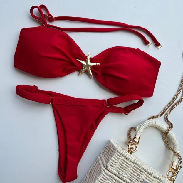 2025 New Metal Jewelry Bikini Split Swimsuit Fashion Adjustable Tight Bikini