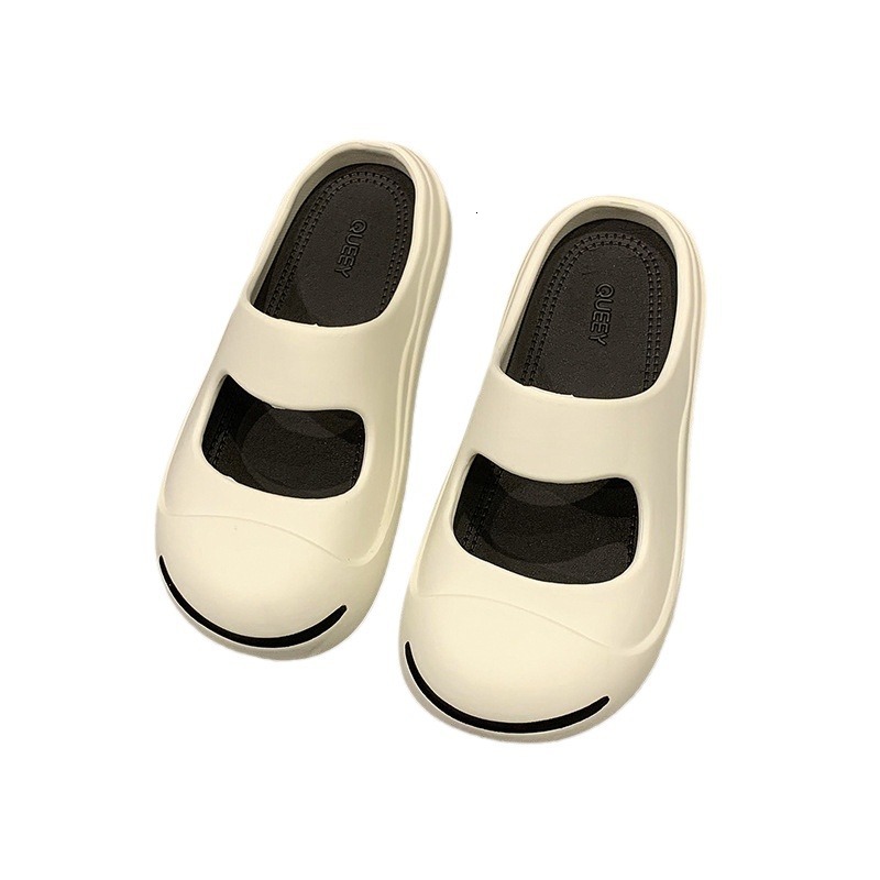 2025 Summer New Women s Open Mouth Laughing Baotou Half Slippers Fashion Designer Slippers Popular Thick Bottom Dripping Sandals Outdoor Beach Shoes