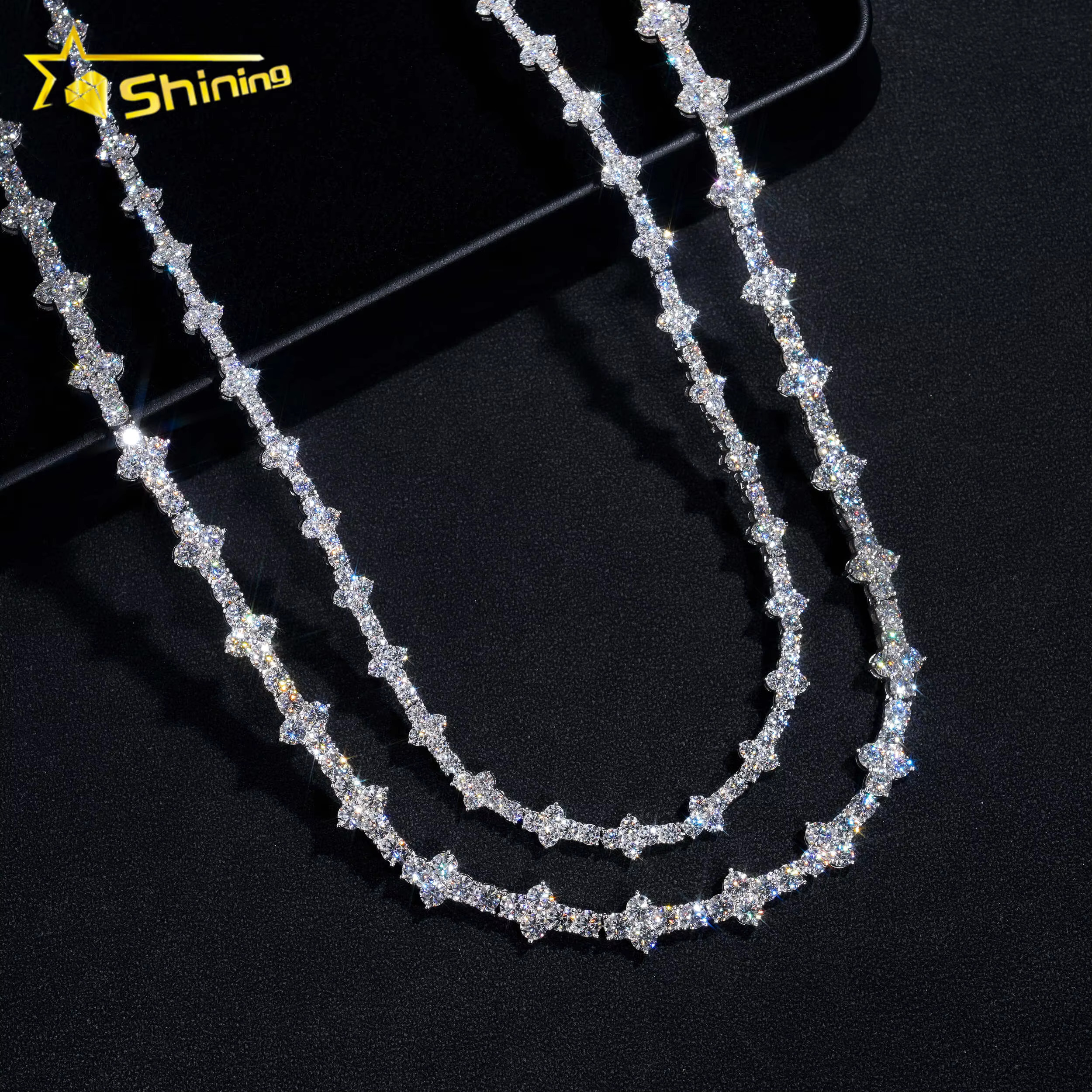 New Arrivals Tiny Cross Chian 925 Sterling Silver Bracelet Pass Diamond Tester GRA Certified VVS Moissanite Tennis Necklace