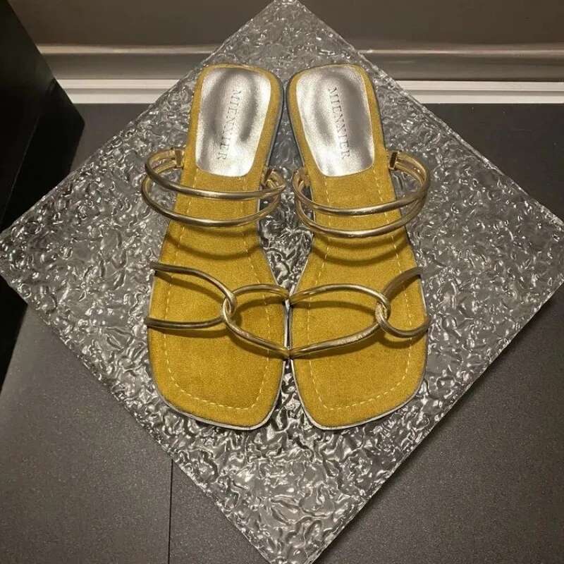 2025 Designer Sandals Women S Sandals Summer New Fashion Free Shipping Square Head Thin Bottom Flip Flops Soft Outdoor Leisure Beach Slippers