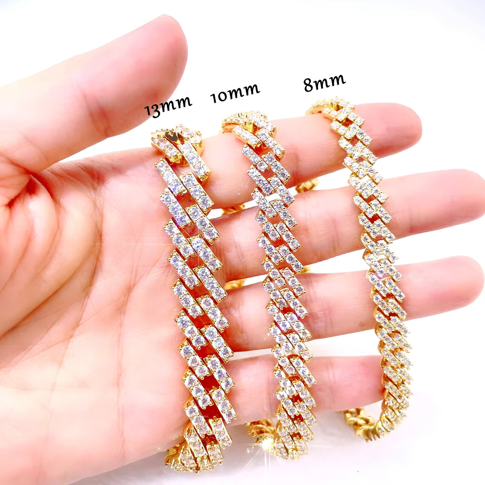 Hip Hop Jewelry White Gold Plated Iced Out Cuban Link S925 Moissanite Cuban Link Chain Necklace Diamond Cuban Chain