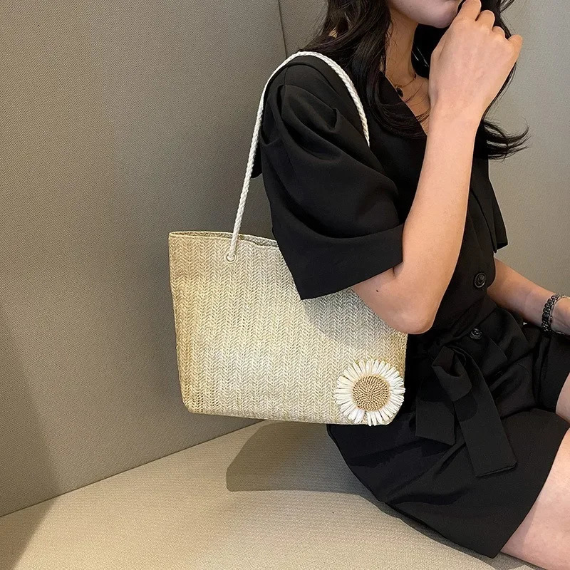 Handmade Woven Bag Outdoor Outing Hundred Handbag School Tote Female Niche Canvas 250227